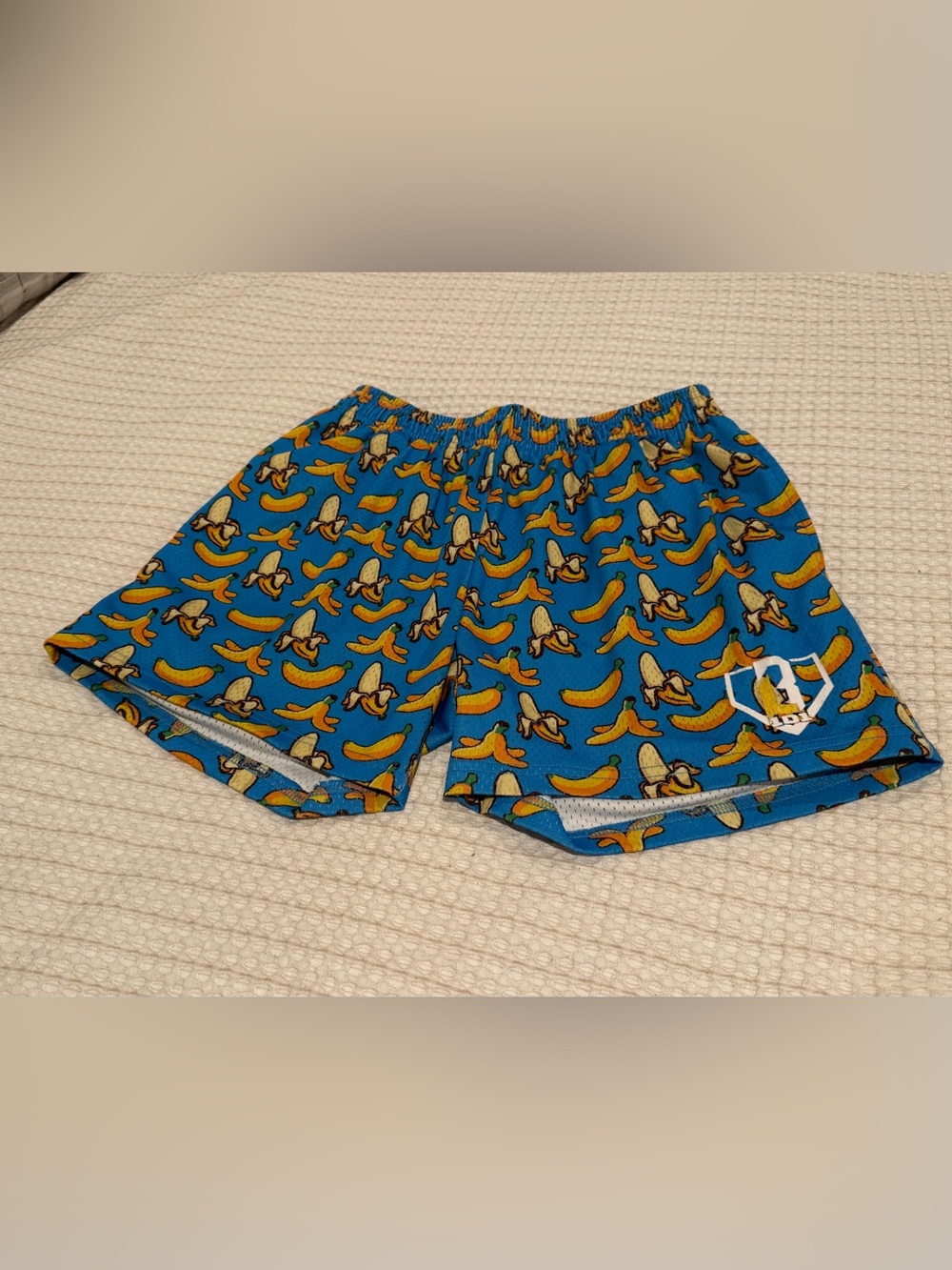 Baseball Lifestyle Blue Banana-Print Men’s Athletic Shorts